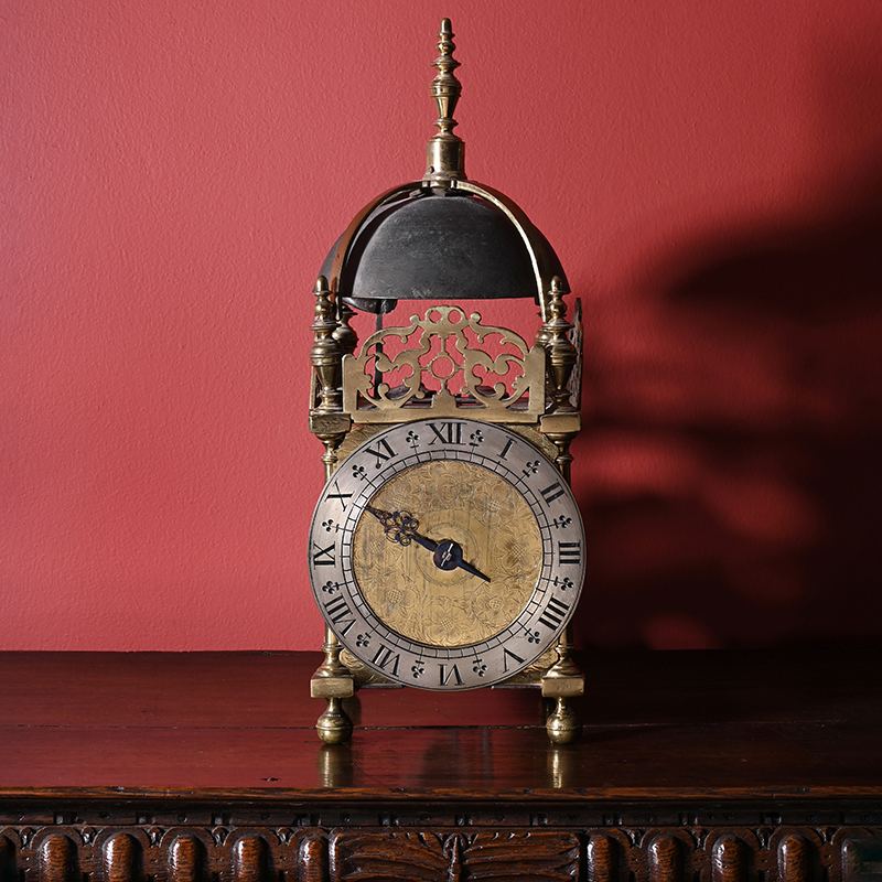 A fine rare Charles I 'first period' brass lantern clock of larger proportions, unsigned but in the manner of John Cattle, London, circa 1625