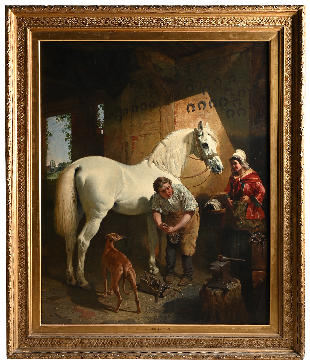 Lot 23 John Frederick Herring Senior (British 1795 1865), Sir Edwin Henry Landseer (British 1802 1873) And John Phillip (Scottish 1817 1867) The Village Blacksmith (Shoeing Of Imaum) In Frame