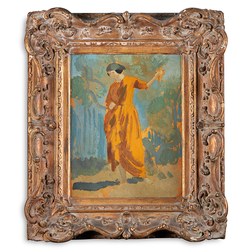 Augustus Edwin John (British 1878-1961), The Yellow Gown (Dorelia), oil on panel