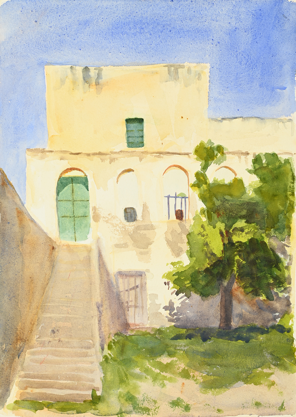 Lot 52 Emily Sargent, Courtyard With A Tree, Hammamet