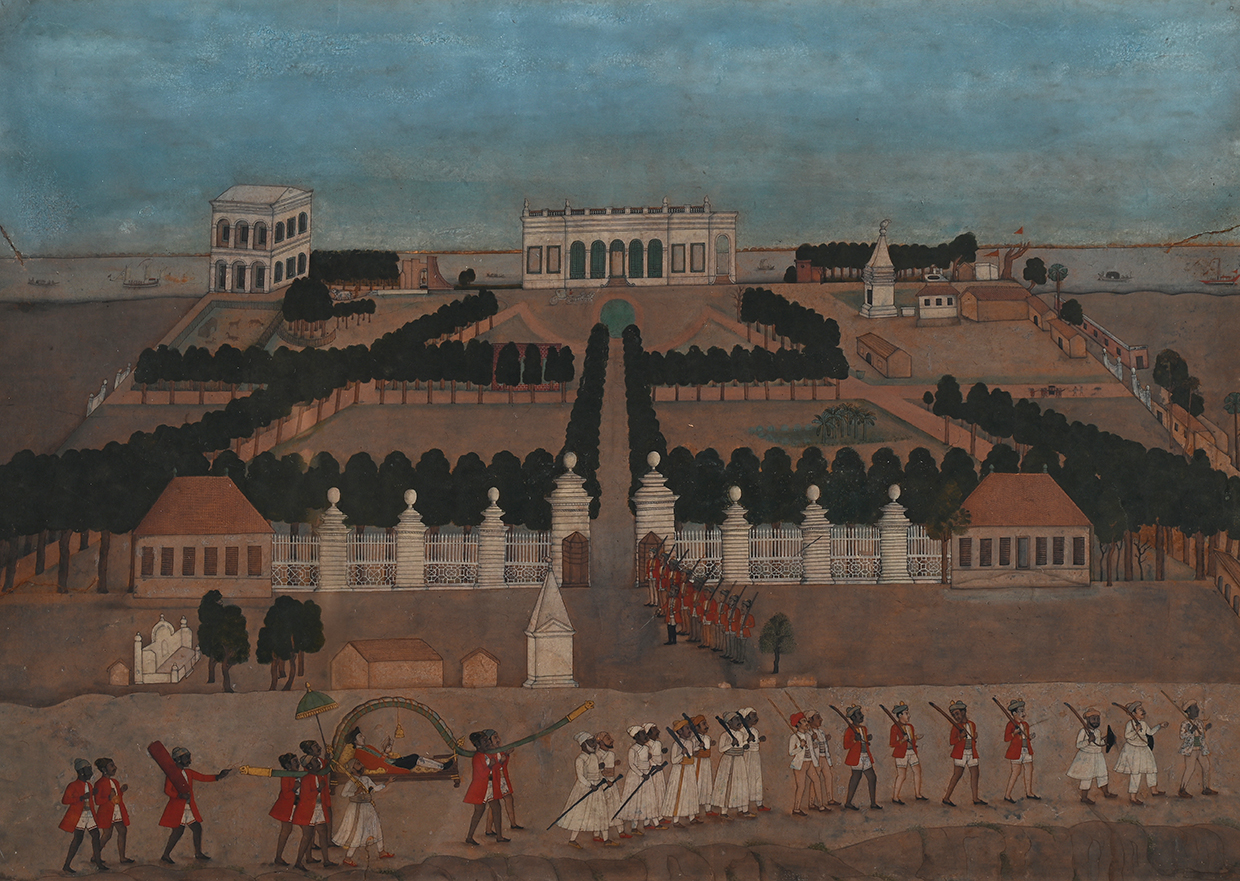 Lot 175 COMPANY SCHOOL (CIRCA 1770) LANDSCAPE WITH A EUROPEAN RESIDENCE NEAR MURSHIDABAD OR KASIMBAZAR; LANDSCAPE WITH A EUROPEAN 2