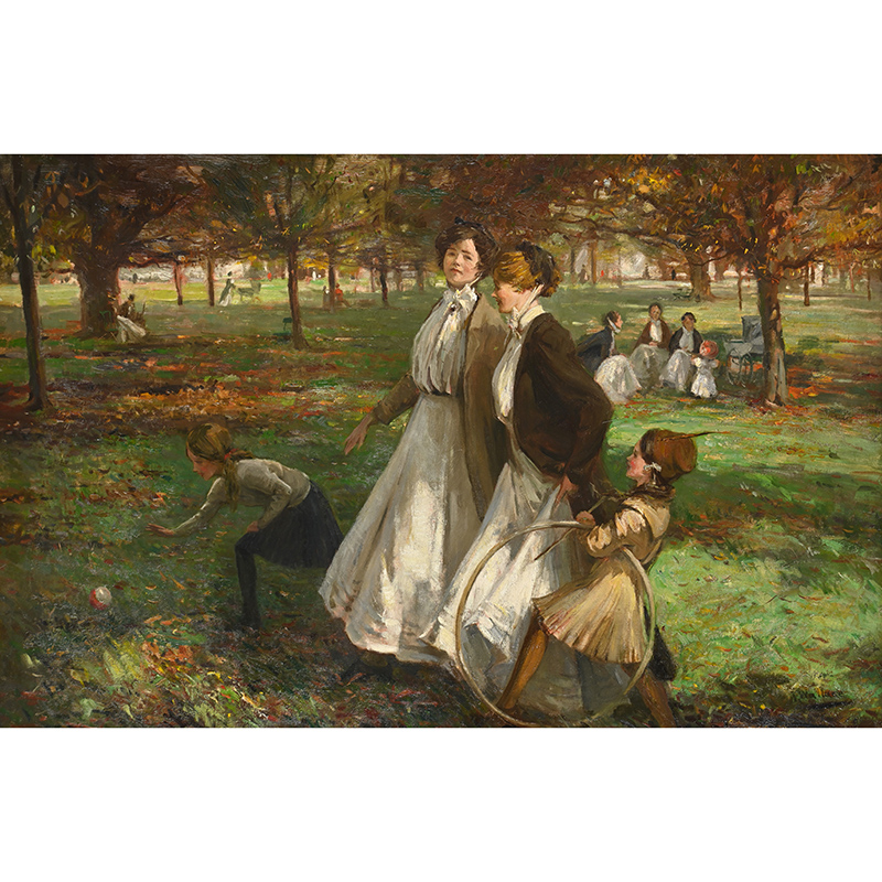 James Wallace (British 1872-1911), ‘Autumn in Kensington Gardens’, oil on canvas