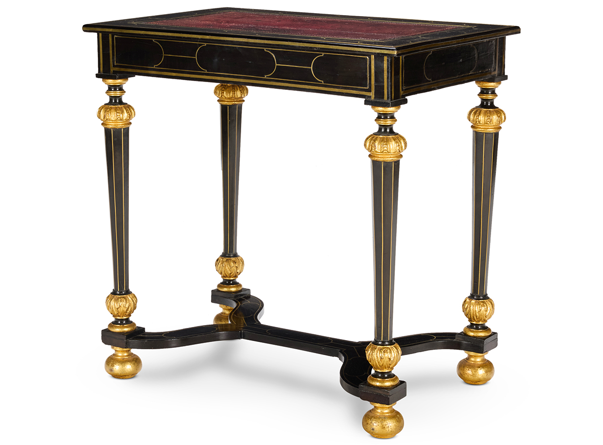 Lot 125 A FLEMISH BRASS INLAID EBONY AND PARCEL GILT TABLE DE MILIEU, ANTWERP, CIRCA 1670