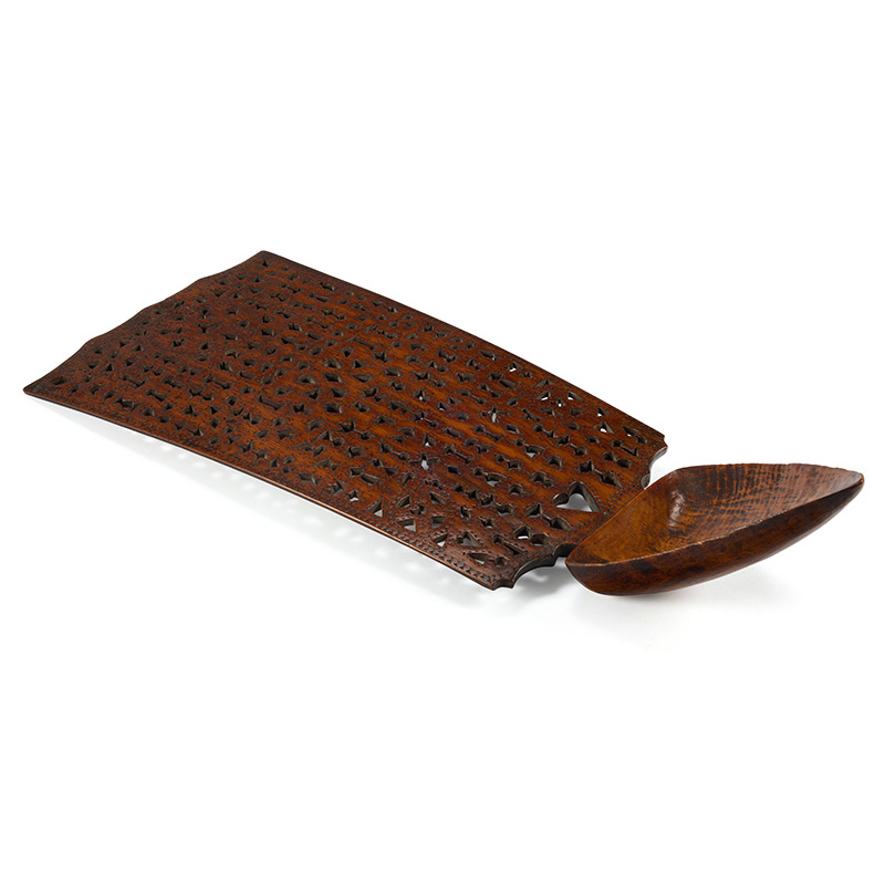 A rare Welsh applewood love spoon of large size, probably North Wales, mid 19th century