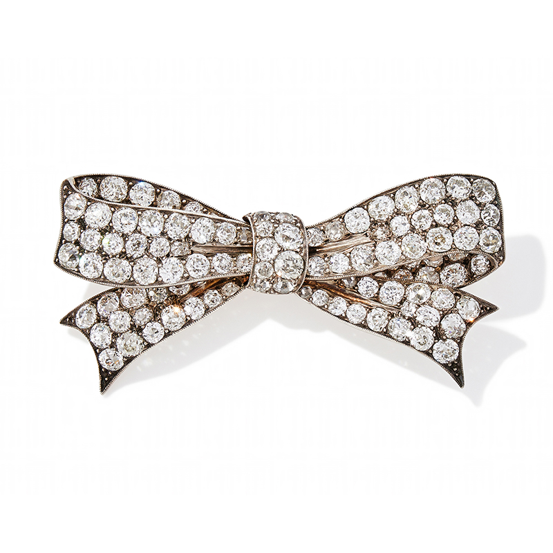 A late 19th century diamond bow brooch