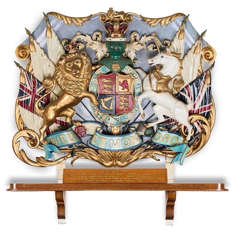 Queen Victoria's Diamond Jubilee; a large and rare coat of arms for the royal train, 1897
