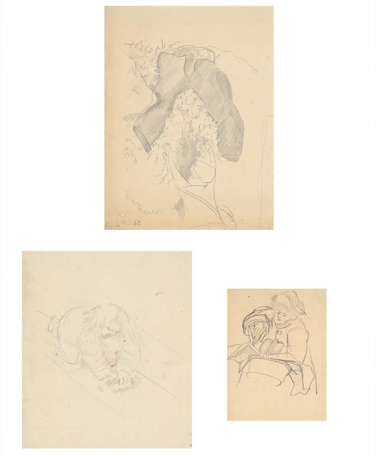 Lot 132 SIR STANLEY SPENCER (BRITISH 1891 1959), AIRING A PAIR OF TROUSERS; AND TWO OTHER DRAWINGS (3)