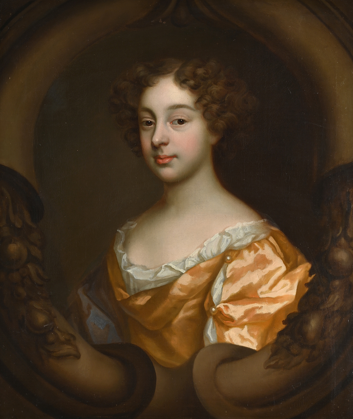 An Englishman In Amsterdam ATTRIBUTED TO MARY BEALE (BRITISH 1633 1699) PORTRAIT OF A LADY IN A YELLOW DRESS